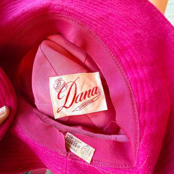 Vintage 1960s Dana Original Pink Velvet Satin Wide Brim Women’s Hat with Bow - Picture 10 of 10